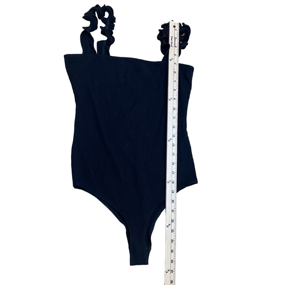 Reformation Hampton Ribbed Bodysuit Ruffle Strap - Picture 11 of 12